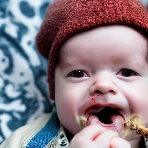 Image similar to infant with smoke coming out of their mouth