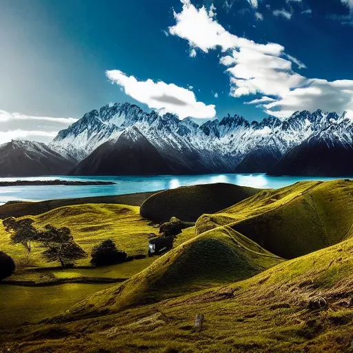 Image similar to New zealand landscape beautiful lord of the rings award-winning 4k