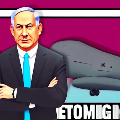 Prompt: Benjamin netanyahu GTA loading screen illustration