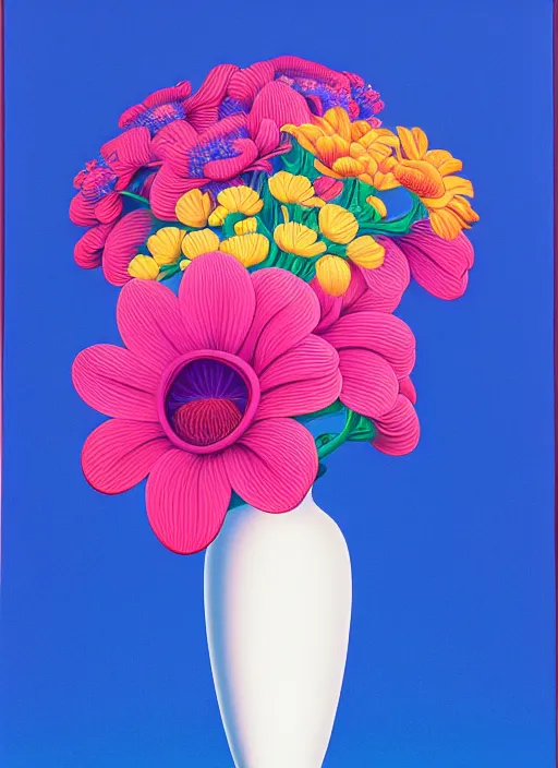 Image similar to vase with flowers by shusei nagaoka, kaws, david rudnick, airbrush on canvas, pastell colours, cell shaded, 8 k