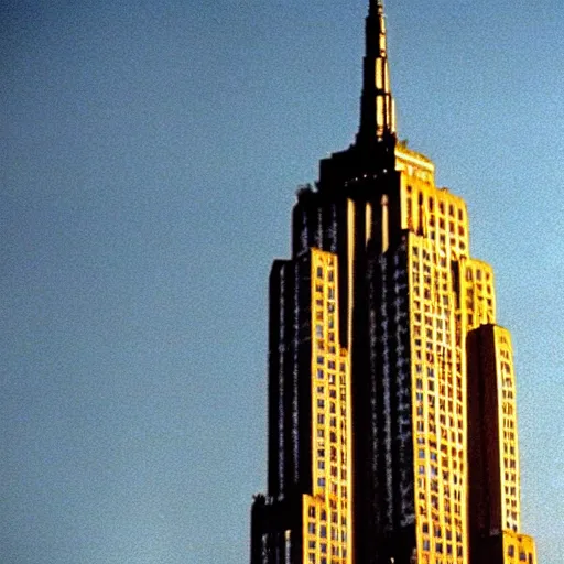 Prompt: sahara sand destroying empire state building, in american psycho ( 1 9 9 9 )