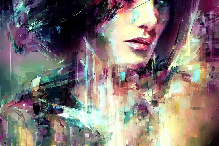 Prompt: cyberpunk woman's portrait art by yossi kotler, beautiful, soft, smooth subdued colors, highly detailed