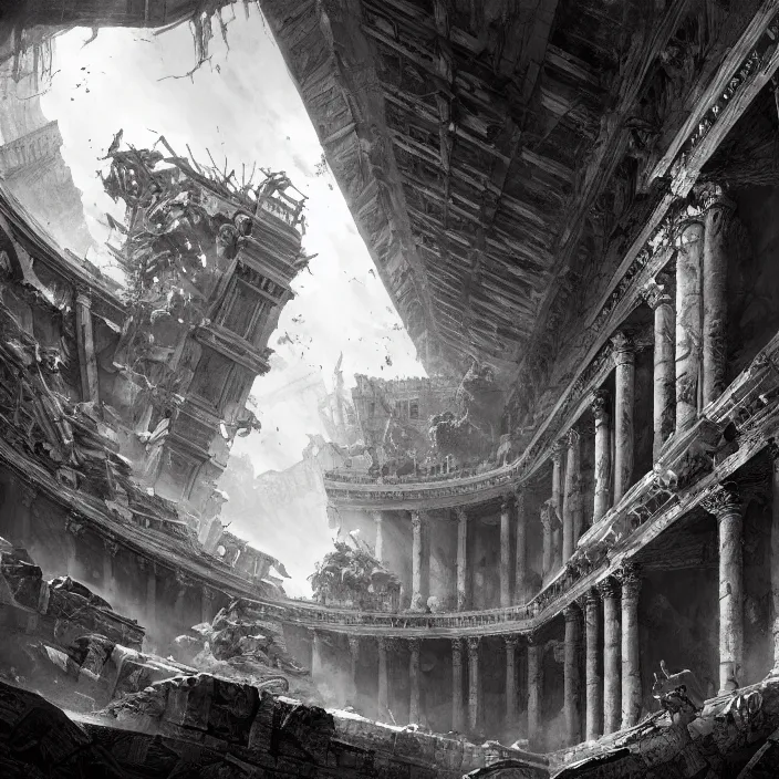 Image similar to piranesi's chamber, epic, by piranesi and greg rutkowski, hyper detailed, hd, 8 k