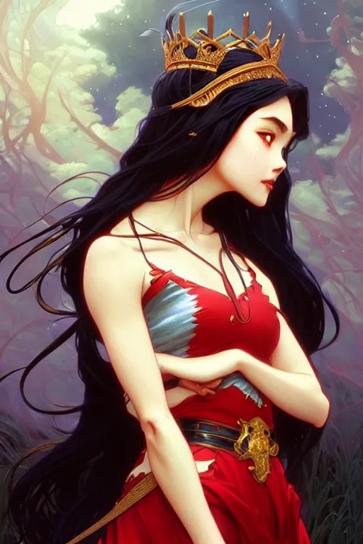 Prompt: rei hino as a princess, fantasy, intricate, elegant, highly detailed, digital painting, artstation, concept art, matte, sharp focus, illustration, art by artgerm and greg rutkowski and alphonse mucha