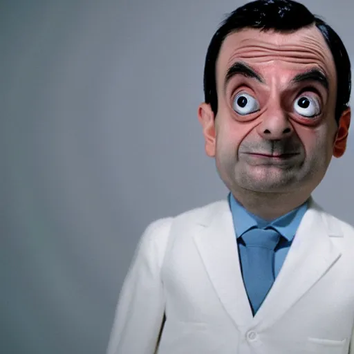 Image similar to mr bean trapped in a white void room