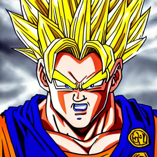 Prompt: ultra realistic portrait painting of shaquille o'neal as super saiyan goku, art by akira toriyama, 4 k, dragon ball artstyle, cel shaded, highly detailed, epic lighting