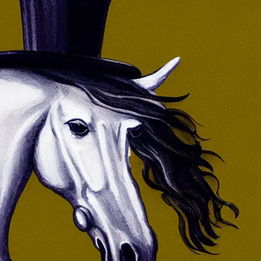 Prompt: a horse with a top hat