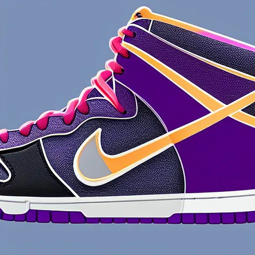 Image similar to nike dunks in the theme of frieza, accurate colors, concept art, sleek ferrari details