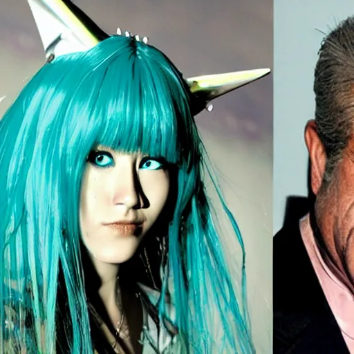 Prompt: mel gibson is hatsune miku