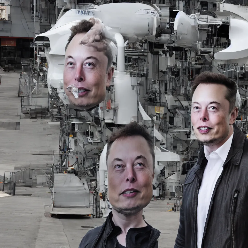 Image similar to elon musk with a giant head, street photo. 4k