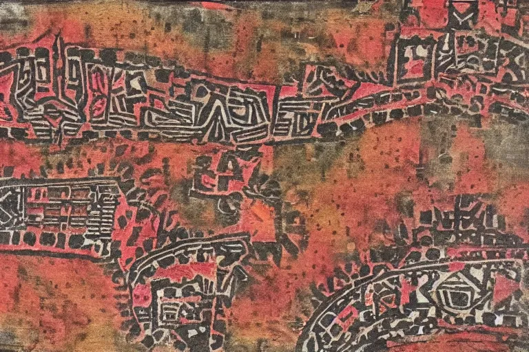Image similar to 'Aztec Pigment 4k texture' Mixed Media on parchment, private collection, masterpiece