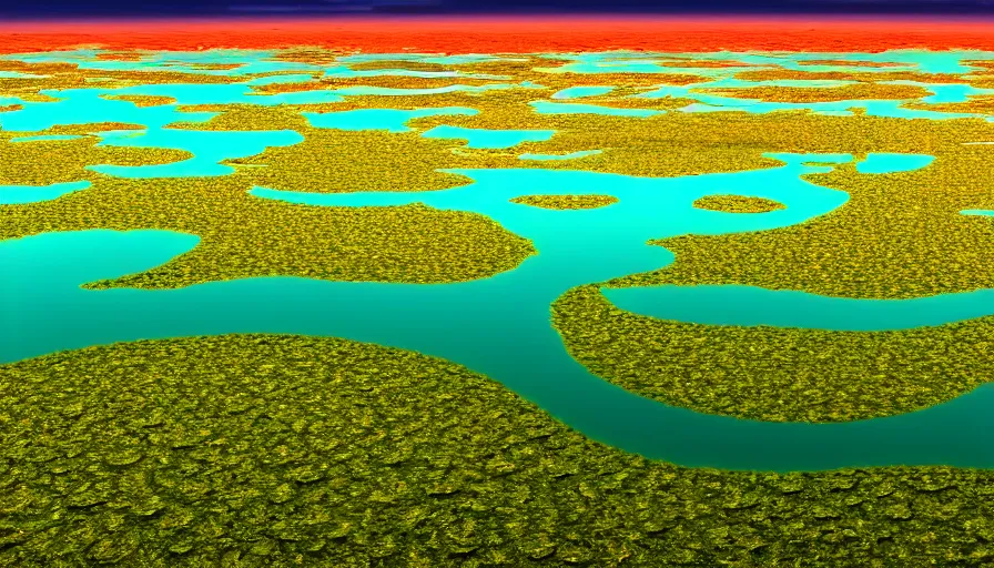 Prompt: the green sahara with lots of lakes, ultra realistic, cinematic, sunset, 4k