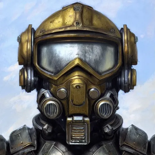 Image similar to fallout power armor as a realistic fantasy knight, closeup portrait art by donato giancola and greg rutkowski, realistic face, digital art, trending on artstation, symmetry!!, skull helmet