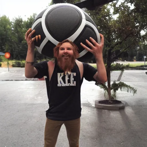 Image similar to The Kraken holding a giant basketball