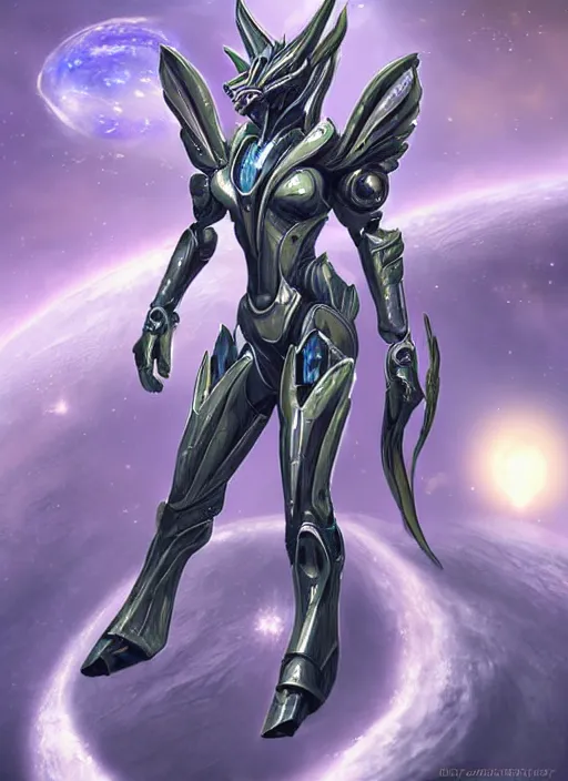 Image similar to goddess shot, galactic sized stunning beautiful anthropomorphic robot mecha female dragon, in space, larger than planets, posing elegantly, with earth in clawed hands, detailed silver armor, epic proportions, epic size, epic scale, ultra detailed digital art, furry art, macro art, dragon art, giantess art, warframe fanart, furaffinity, deviantart, realistic