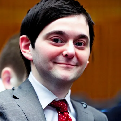 Image similar to cute looking martin shkreli wearing nekomimi at his trial