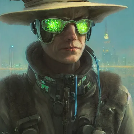 Prompt: snufkin as a realistic scifi cyberpunk character, closeup portrait art by donato giancola and greg rutkowski, vintage retro scifi, realistic face, digital art, trending on artstation, symmetry!!!