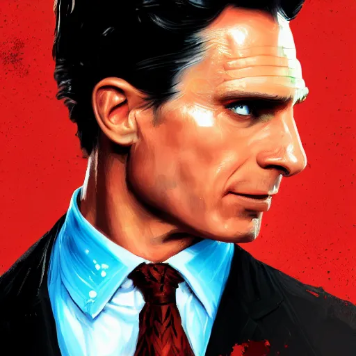 Patrick Bateman, portrait of muscular man in a suit, Stable Diffusion