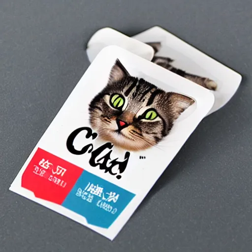 Prompt: product sticker of cat medicine with rectangle shape,