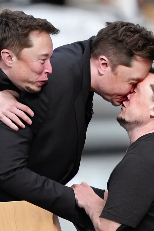 Image similar to elon musk kissing jeff besos