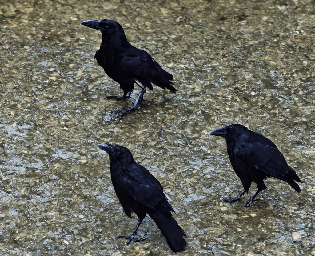 Image similar to Raven drinking water from a river