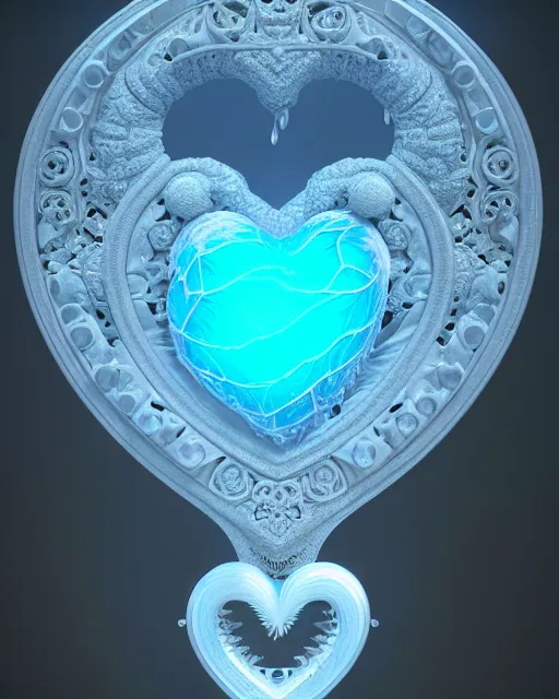 Prompt: 3 d render of beautiful ornate carved water heart, sigma 5 0 0 mm f / 5. beautiful intricate highly detailed heart, plasma, lava, ice, water, wind, creature, thunderstorm! artwork by tooth wu and wlop and beeple and greg rutkowski, 8 k trending on artstation