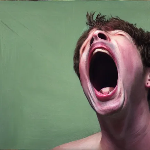 Prompt: mark pintman, screaming, photorealistic