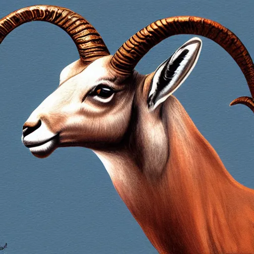 Prompt: ibex, digital painting