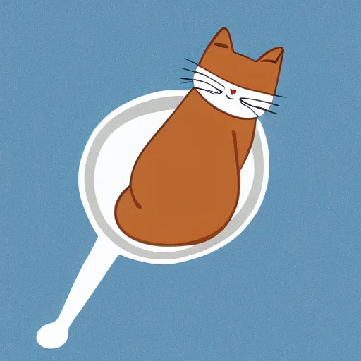 Prompt: cartoonised cat holding a comically large silver spoon