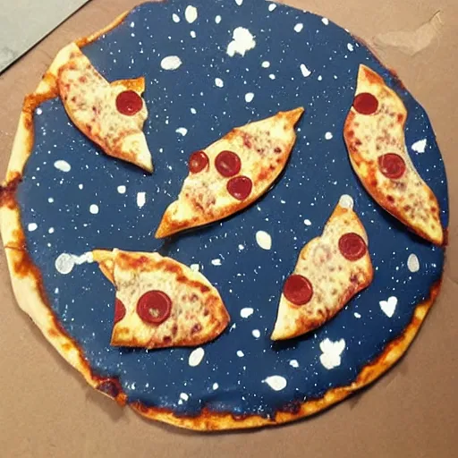 Prompt: space cats on pizza