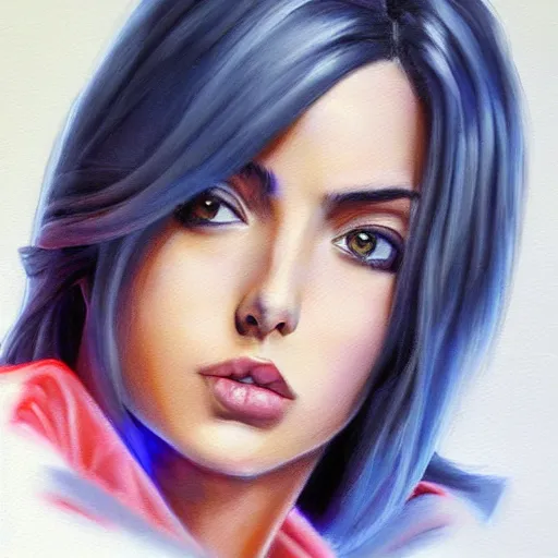 Image similar to Ana de Armas as faye valentine from Cowboy Bebop, extremely detailed, photorealistic painting, portrait