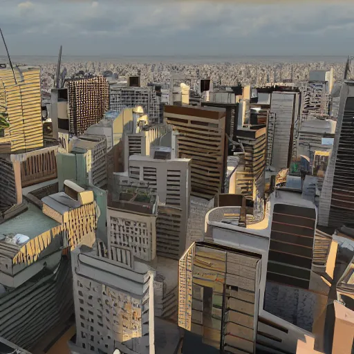 Prompt: a 3D render of buildings of Buenos Aires, highly detailed, in a video game style, 4K image