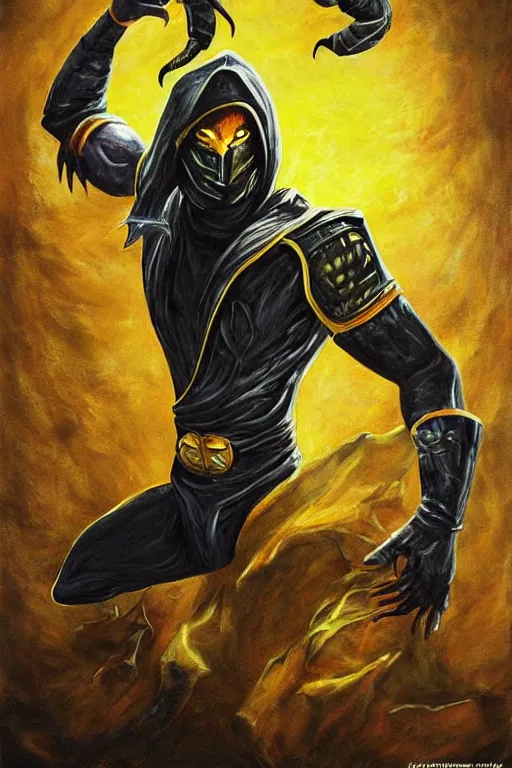 Prompt: scorpion from mortal kombat, painting