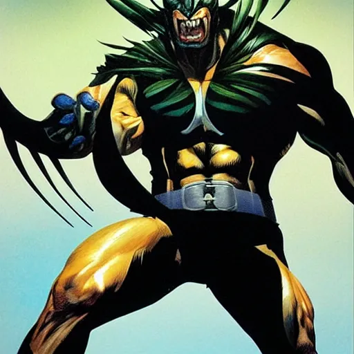 Image similar to wolverine venom symbiote, alex ross art