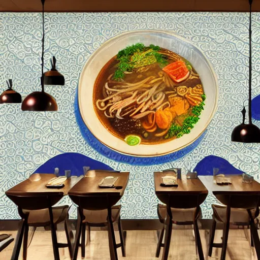 Prompt: a beautiful hyperdetailed 4 k hd wall paper illustration of roasted string hotpot restaurant restaurant yan'an, wall corner, simple style, wall painting, from china, with merchant logo, simple structure, surrealistic, chinese style, victo ngai