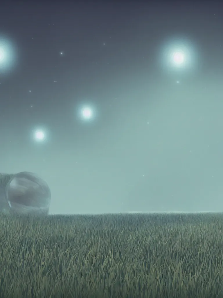 Prompt: neon orbs in an empty field by disney concept artists, blunt borders, rule of thirds