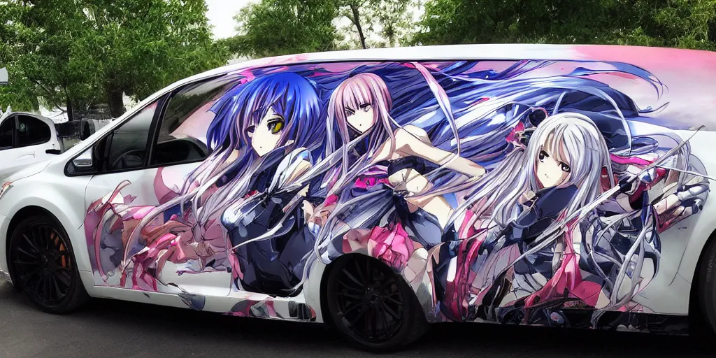 Prompt: harem, anime car wrap