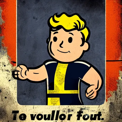 Prompt: fallout 4 vault boy poster