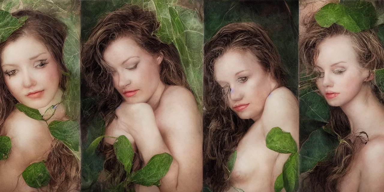 Image similar to portraits of different nymphs, realistic photo real, nature inspired, botanical, sultry