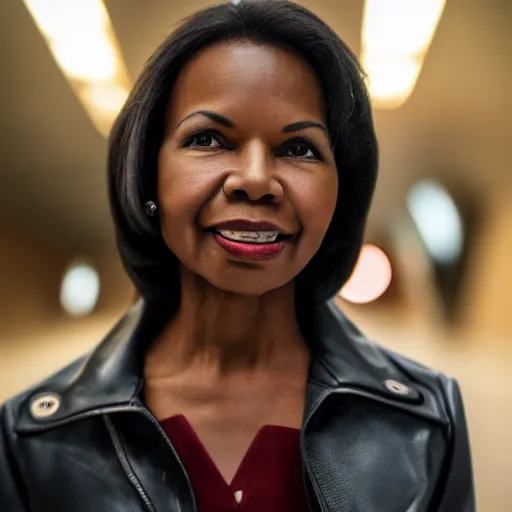 Image similar to young woman Condoleezza Rice as Han Solo, XF IQ4, 150MP, 50mm, F1.4, ISO 200, 1/160s, natural light, Adobe Photoshop, Adobe Lightroom, photolab, Affinity Photo, PhotoDirector 365