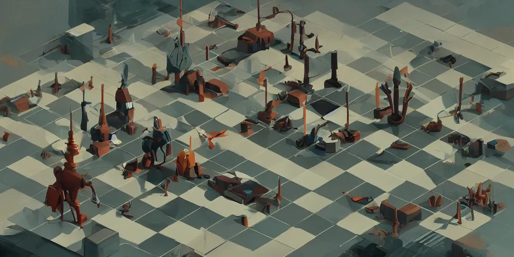 Image similar to chess by Goro Fujita and Simon Stalenhag , 8k, trending on artstation, hyper detailed, cinematic