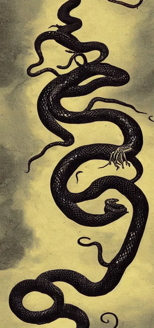 Prompt: george washington disturbing scary long body dark body horror scary snake serpent