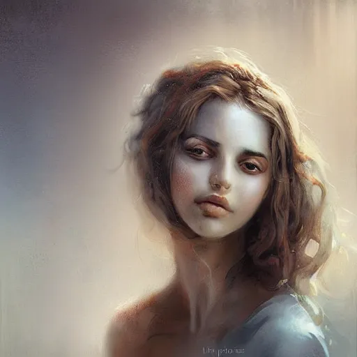 Image similar to detailed portrait of greek girl, spring light, painting by lise deharme