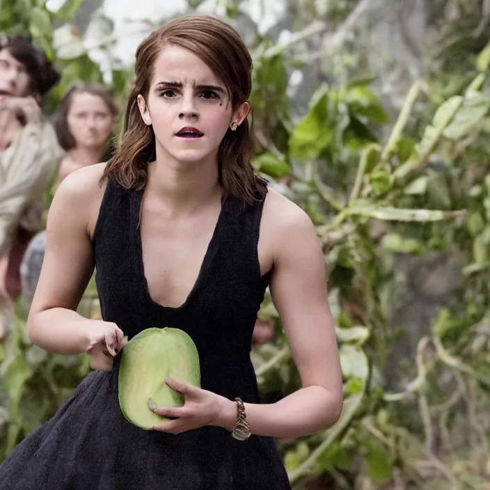 Image similar to emma watson starring as an avocado in the upcoming dramatic avocado movie, 8 k, movie still