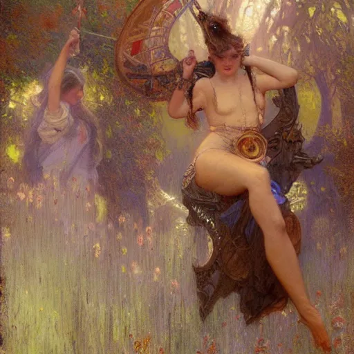 Image similar to first day of school painting by gaston bussiere, mucha, gerome, craig mullins, greg rutkowski,