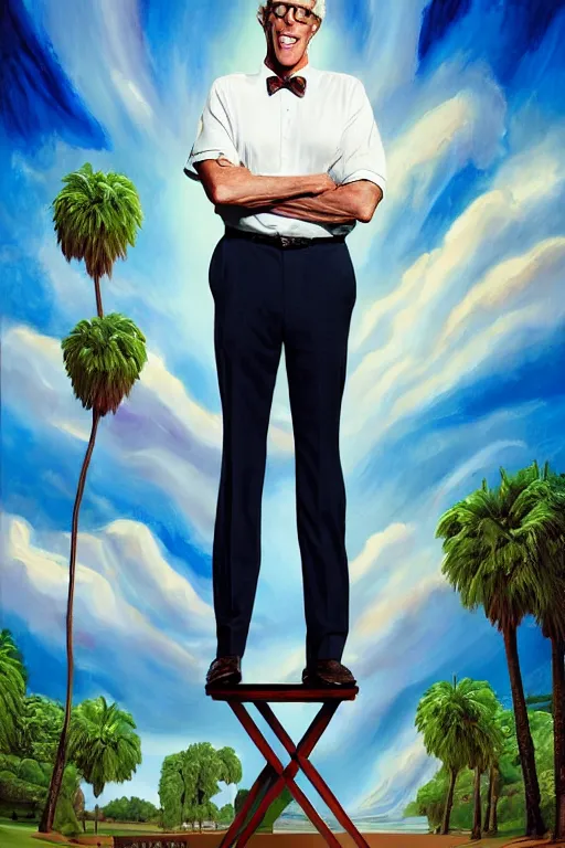 Image similar to a painting of ted danson in the good place, art by robin eley