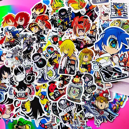 Prompt: sticker bomb anime