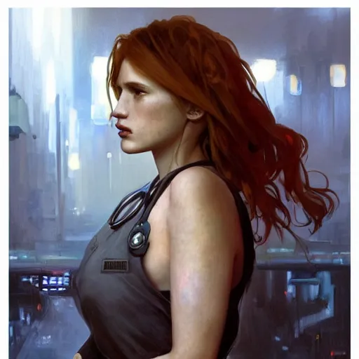 Image similar to full figure bella thorne as a nurse, hyperrealistic portrait, bladerunner street, art of elysium by jeremy mann and alphonse mucha, fantasy art, photo realistic, dynamic lighting, artstation, poster, volumetric lighting, very detailed face, 4 k, award winning