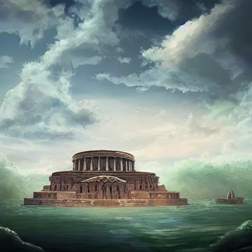 Image similar to a floating pantheon palace in the sky, clouds background, island floating in the sky, epic fantasy style art, fantasy epic digital art