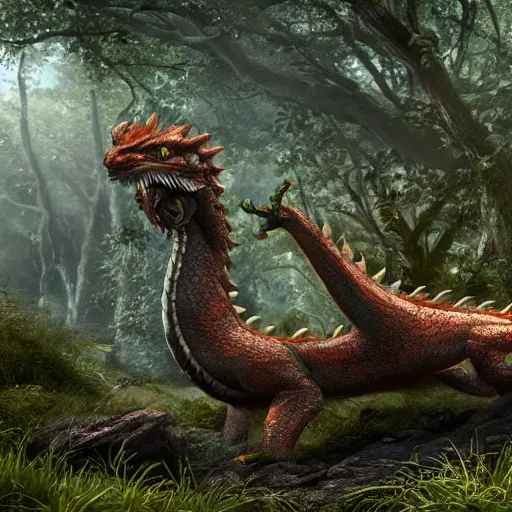 Prompt: A highly detailed 4k render of an eastern dragon in the forest, CGSociety, ArtStation, Unreal Engine